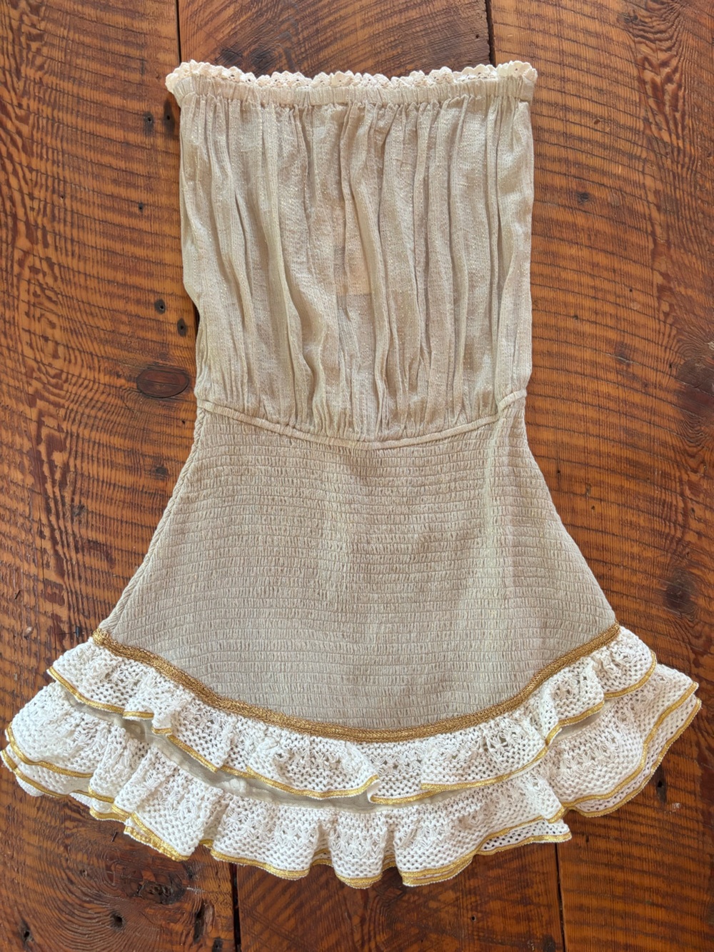 NWT RAMY BROOK Crochet Resort knitwear Metallic & Cream